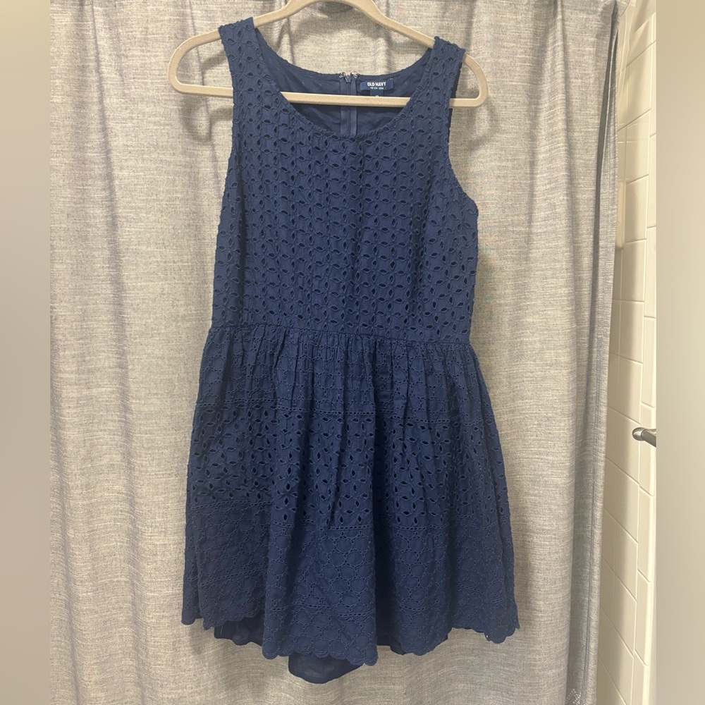 Old Navy Blue Eyelet Mini Dress